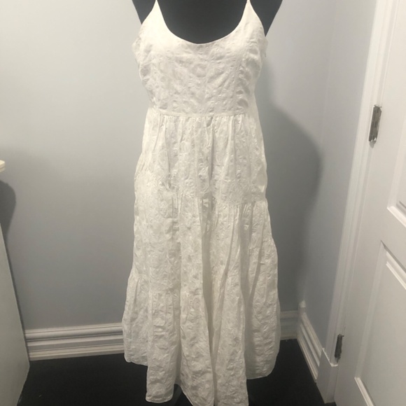 Club Monaco Boho Embroidered White Medium Cottagecore Maxi Sundress - Picture 2 of 5